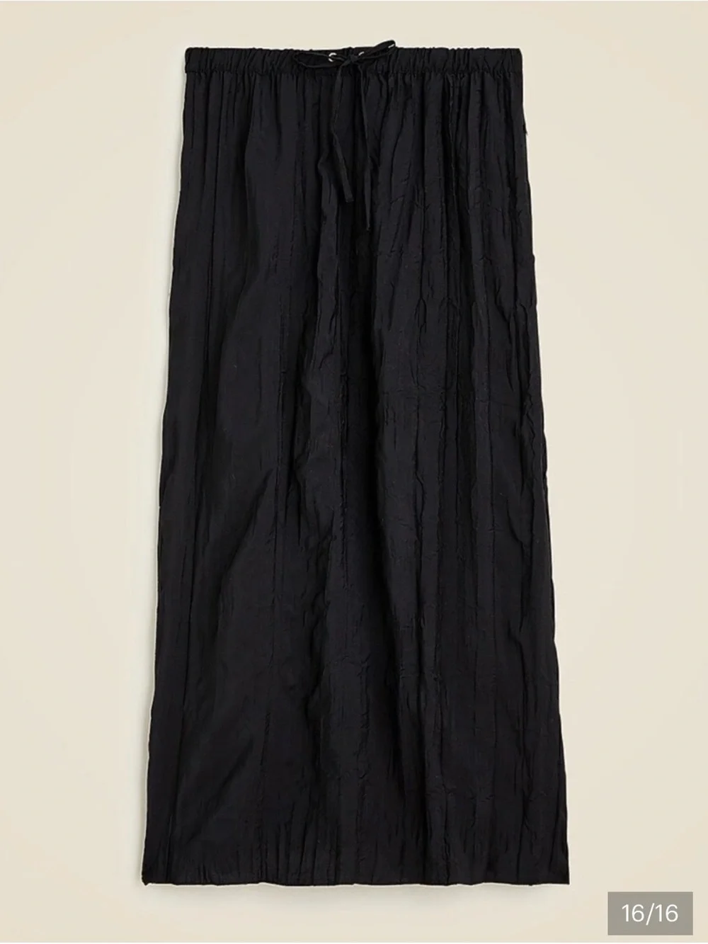 NWT J.Crew Crinkled Drawstring Midi Skirt in Black